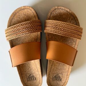 Reef Brown and Tan Slide Sandals